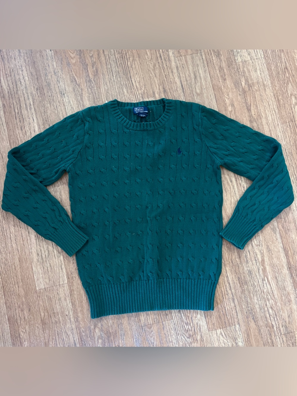 Polo Ralph Lauren green cable knit pullover sweater academia size 16 boys girls